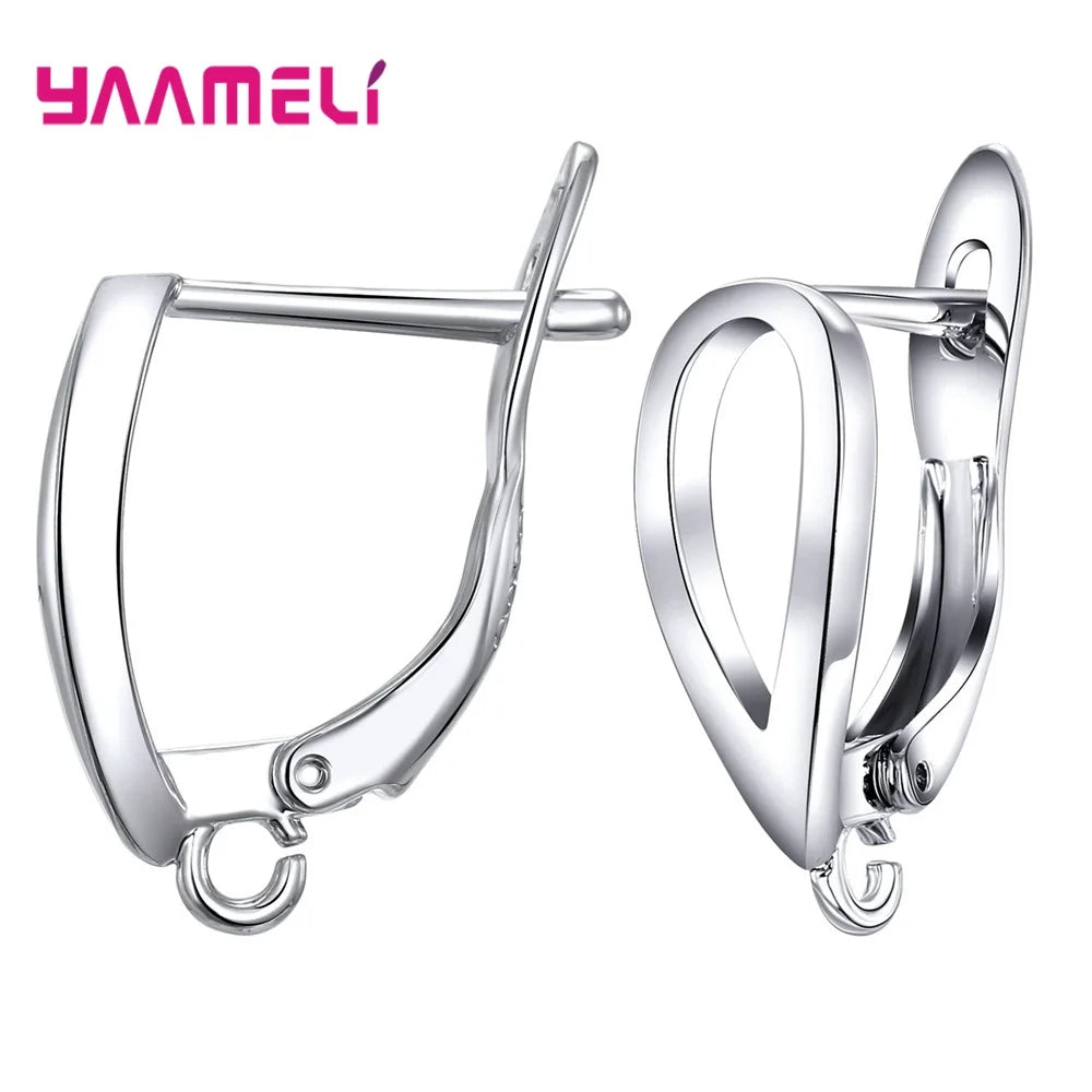 Real 100% 925 Sterling Silver Color Zircon Findings Earrings Leverback Earwire Fittings Components Accessories Handmade Supplies Qme Design 6