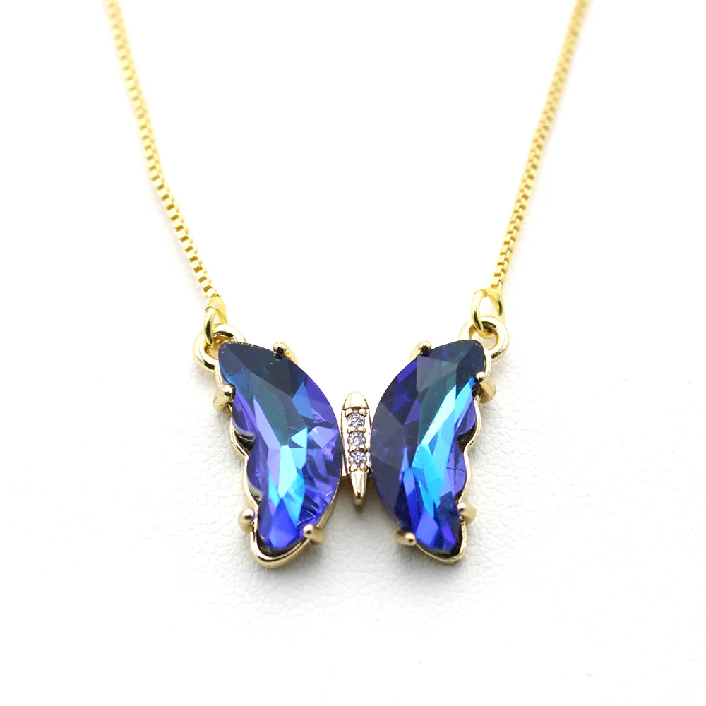 New AA Cubic Zircon Elegant Limited Jewelry Crystal Butterfly Double Sided Necklace Ladies Simple Style Jewelry Gift Qme