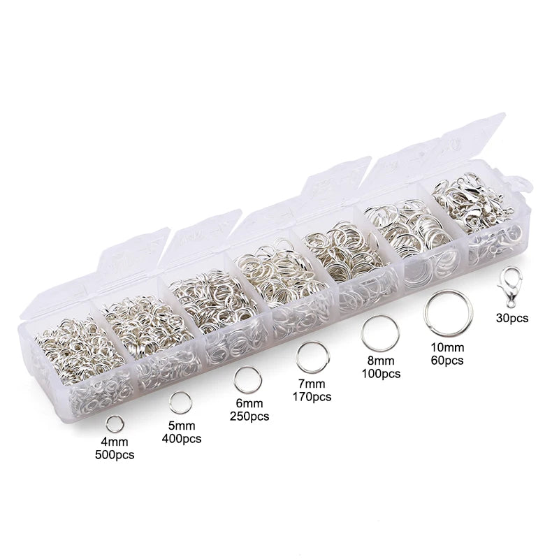 Jewelry Findings Set open jump rings Loose spacer beads Earring hooks Rubber Earring Backs for Jewelry Making DIY handicraft Qme 2