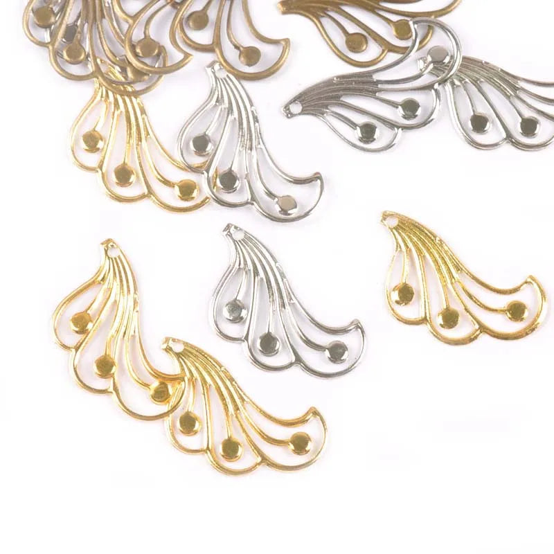 3 Color Flower Filigree Wraps Connectors Metal Crafts For DIY Embellishments Making Handicraft Scrapbook 50Pcs 43x21mm yk0765 Qme