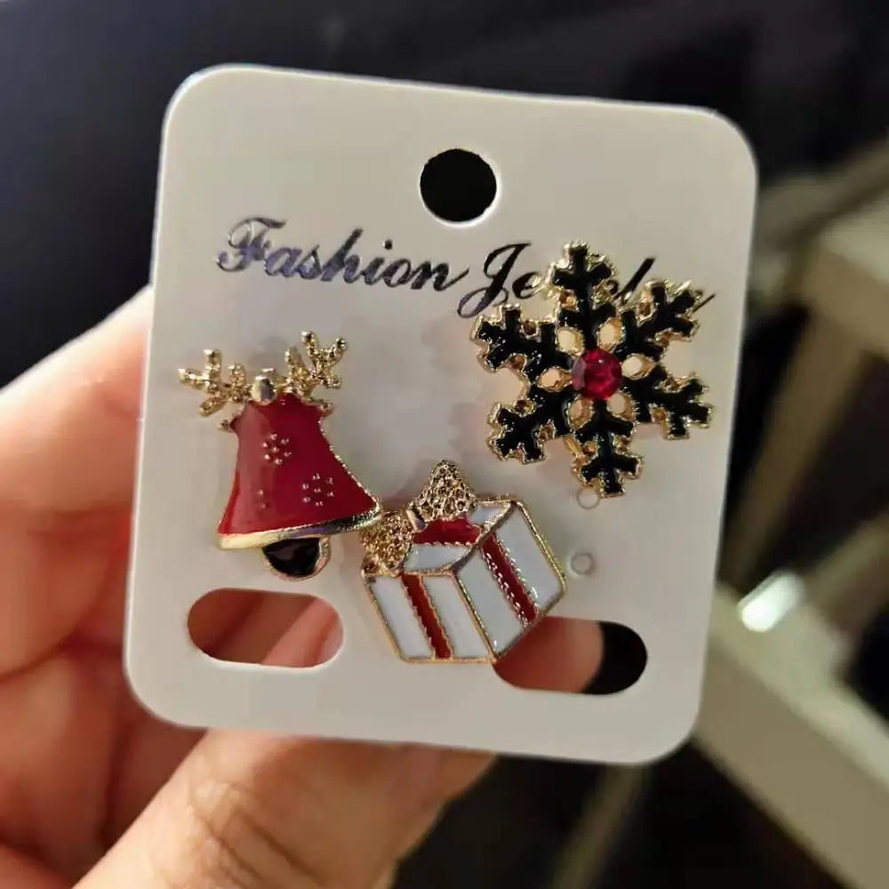 3pcs/set Merry Christmas Custom Brooches Christmas Socks Christmas Tree Elk Enamel Badge Brooch Women Fashion Party Jewelry Gift Qme style 1