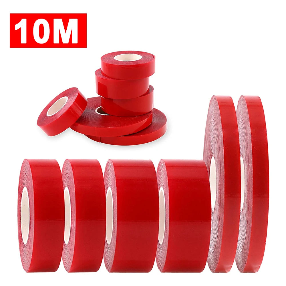 10M Double Sided Adhesive Tape Transparent Acrylic Waterproof Strong Mounting Tape Strip No Trace 5MM-20MM Width for Wall Decor Qme