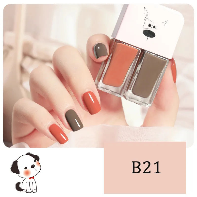 New 2 In 1 Candy Color Nail Polish Manicure Water-based Bright Scrub No Bake No Peeling Quick Dry Waterproof Lasting Nail Polish Qme B21