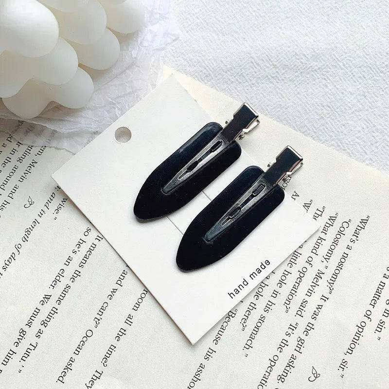 4/2pcs No Bend Seamless Hair Clips Side Bangs Fix Fringe Barrette Makeup Washing Face Accessories Women Girls Styling Hairpins Qme 2pcs-Black