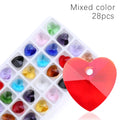 14mm Mixed Color Heart Shape Pendant Glass Beads Gems Starfish butterfly charms for Women Jewelry Making Earring Necklace DIY Qme Heart Mix 28pcs