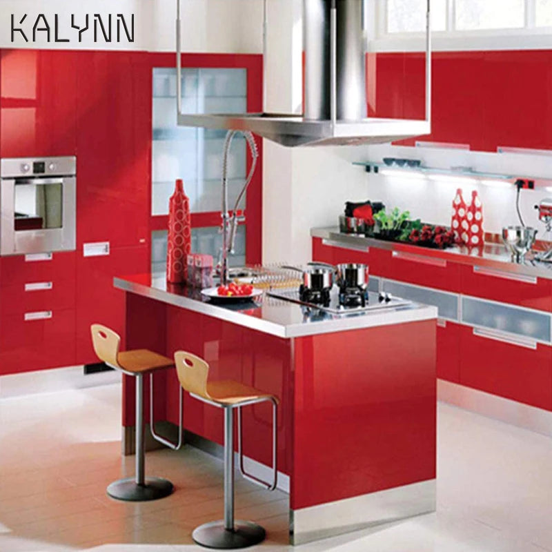 Shiny Red Contact Paper Vinyl Self Adhesive Wallpaper Kitchen Qme