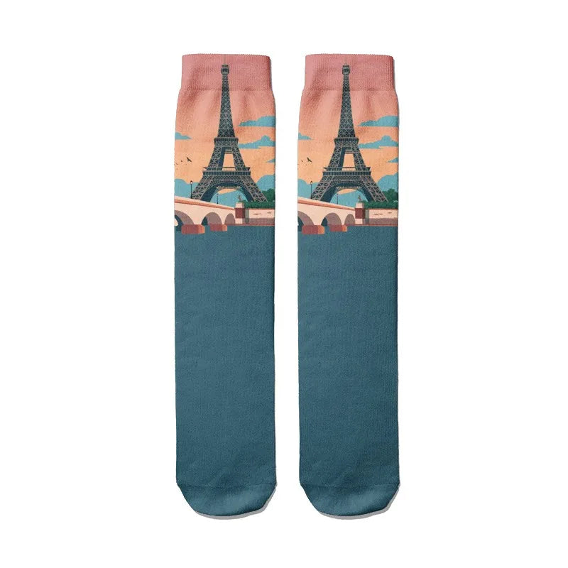 Novelty Hip Hop Harajuku Socks Cartoon Lighthouse Personalized Kawaii Qme style10 One Size China Mainland