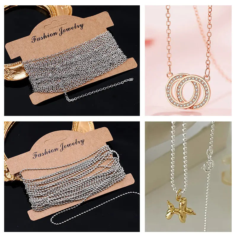 6 Types Jewelry Making Chains Plated Silver Gold Copper Cable Link Chains For DIY Jewelry Necklace Bracelet Crafts 5 Meters Qme