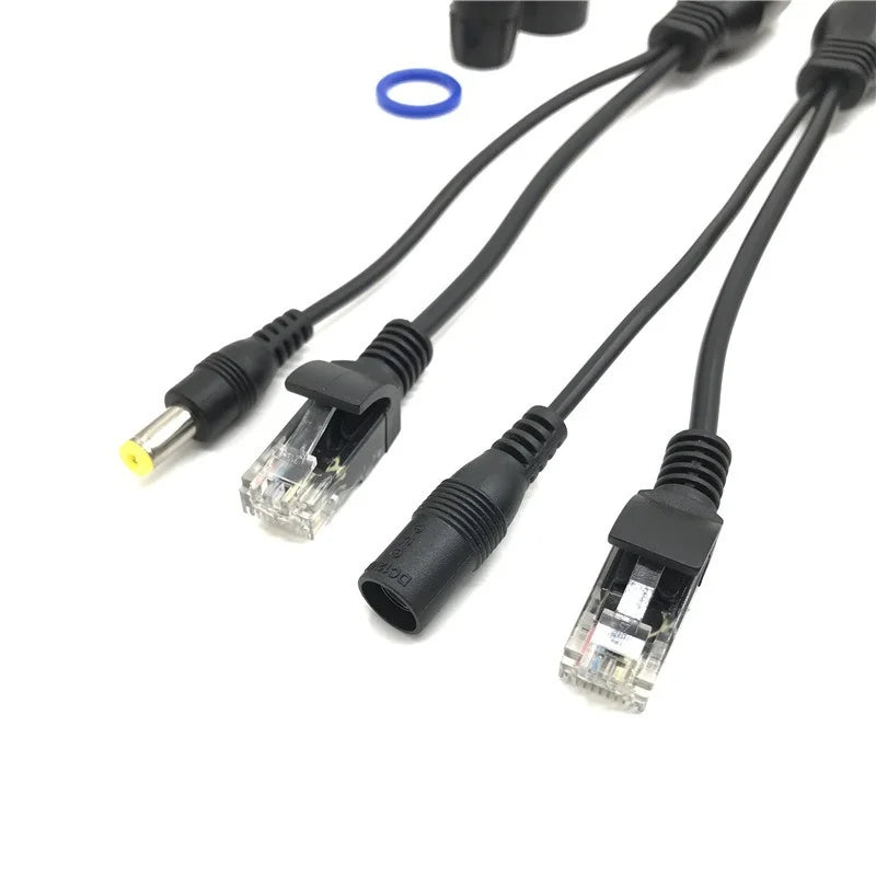 5Pair POE Splitter POE Switch POE Cable Adapter Tape Screened 5V 12V 24V 48V Power Supply Cable 5.5*2.1mm RJ45 DC Qme
