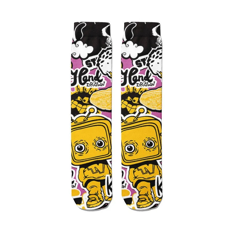 1 Pairs Harajuku Funny Happy Kawaii Hip Hop Women Socks Casual Qme style8 One Size China Mainland
