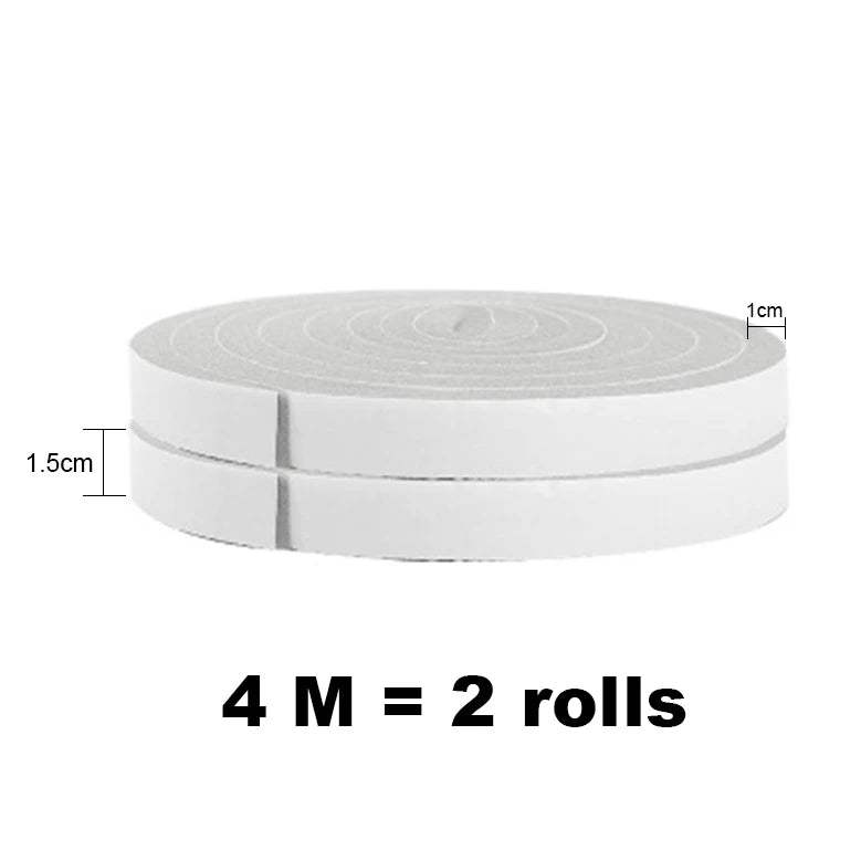 4M PU Sponge Foam Seal Strip Tape Adhesive Anti Collision Soundproof Weather Stripping for Doors Windows Furniture Protection Qme 1x1.5cm