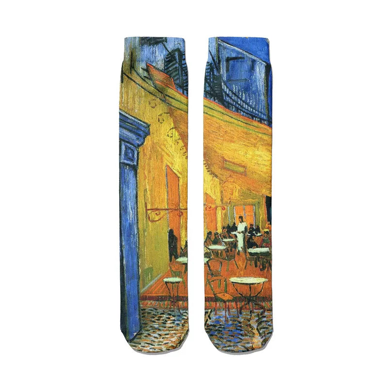 Van Gogh Mural World Famous Painting Sunflower Socks Men Novelty Qme style12
