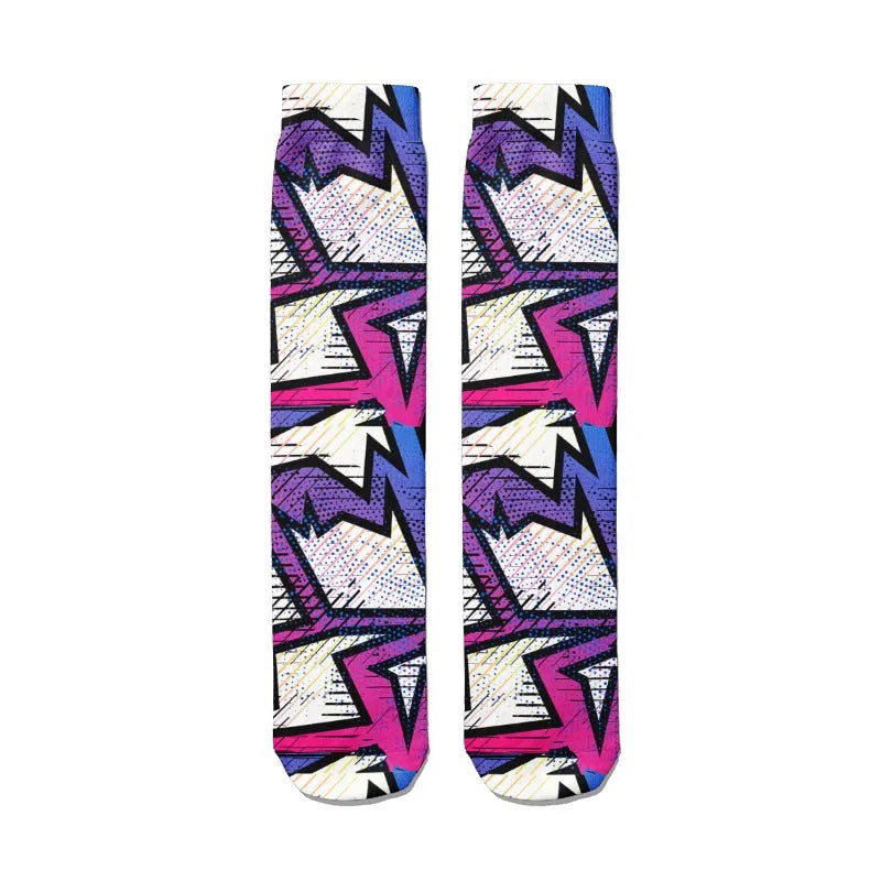 3D Graffiti Women Socks Street Cotton Art Creative Fashion Classic Qme style3 One Size China Mainland