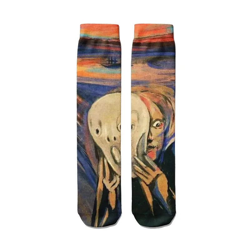 Van Gogh Mural World Famous Painting Sunflower Socks Men Novelty