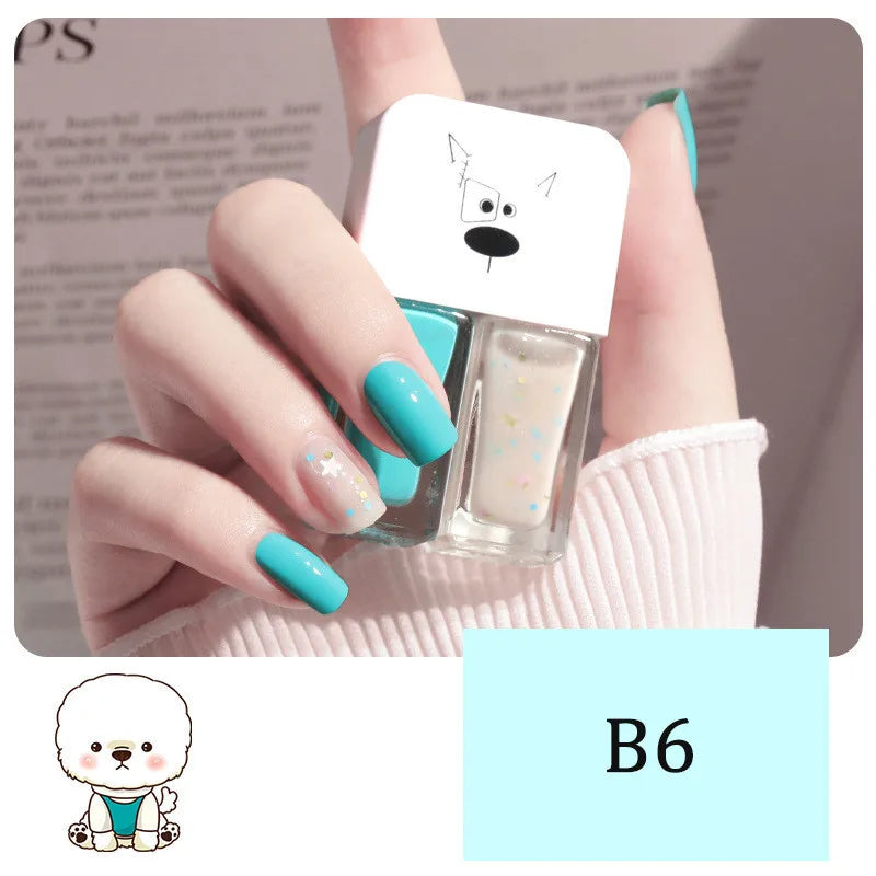 New 2 In 1 Candy Color Nail Polish Manicure Water-based Bright Scrub No Bake No Peeling Quick Dry Waterproof Lasting Nail Polish Qme B6
