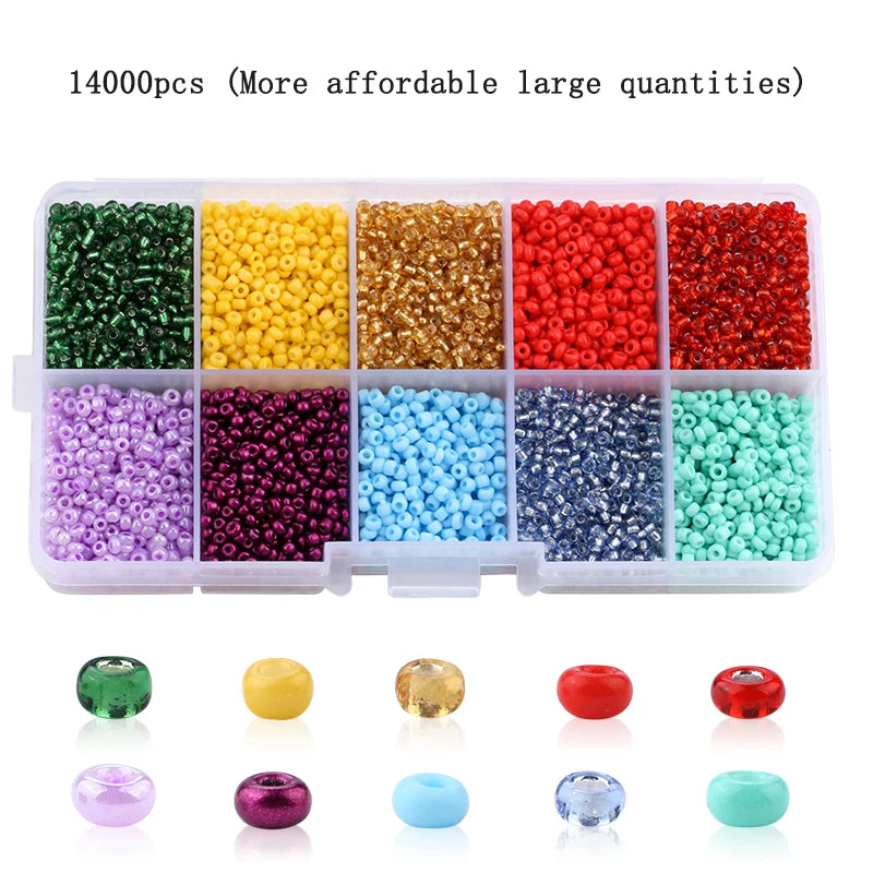 Brand New 2mm Gradient Seed Beads Kit For Jewelry Making Glass Jewelry Beads For Needlework Craft Necklace Bracelet Handmade DIY Qme 10 grid-2 2MM