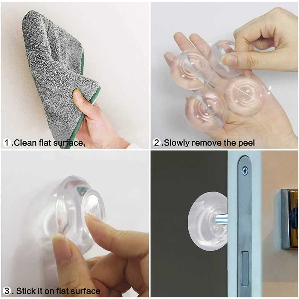 6 Pcs Door Stopper Wall Protection Round Soft Reusable Self Adhesive Door Handle Bumper Guard for Wall and Refrigerator Crash Qme