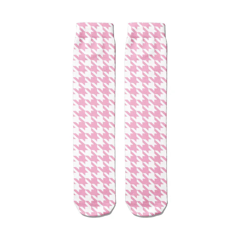 Fashion 3d Thousand Birds Pattern Socks Lattice Print Kawaii Cute Men Qme