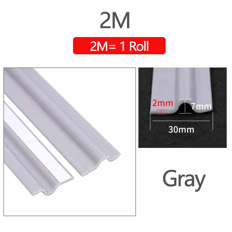 2M Wearable Sliding Window Weather Strip Soundproofing Foam Door Bottom Seal Tape Dustproof Self Adhesive Window Gap Hardware Qme Gray 2M
