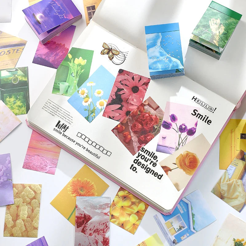 50pcs/pack Vintage Stickers Landscape Book Scrapbooking Decorative Supplies Diary Album Stationery Aesth Painting Stickers Qme