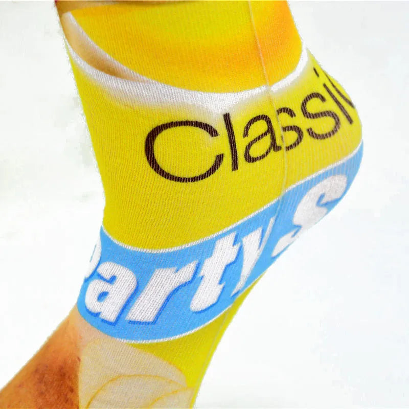 Funny 3D Printing Potato Chips Socks Female French Fries Packaging Qme