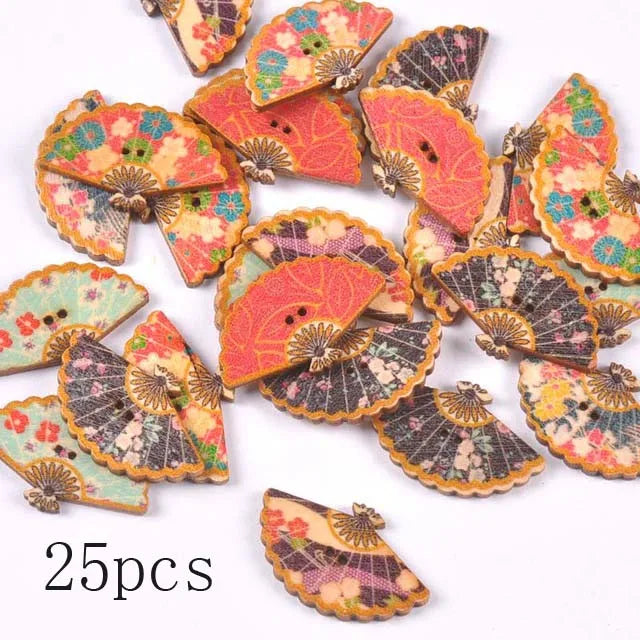 36 styles Cartoon Painting Wooden Buttons for Crafts Scrapbooking Sewing Clothes Button DIY Kid Apparel Supplies 15-35mm Qme m1893-7 25pcs
