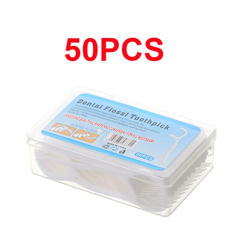 50 Dental Floss Flosser Picks Toothpicks Teeth Stick Tooth Cleaning Qme 50PCS with box China Mainland