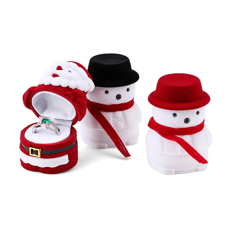 1 Piece snowman Velvet Jewelry Box Santa Claus Ring Box Jewelry Container for Earrings Display Christmas Gift Box Holder Qme