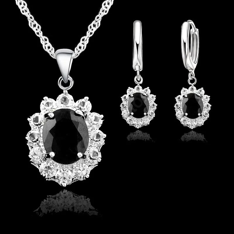 Elegant Princess Wedding Engagement Necklace Earrings Jewelry Sets 925 Sterling Silver Color Cubic Zirconia Crystal Gifts Qme Default Title