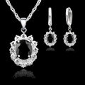 Elegant Princess Wedding Engagement Necklace Earrings Jewelry Sets 925 Sterling Silver Color Cubic Zirconia Crystal Gifts Qme Default Title