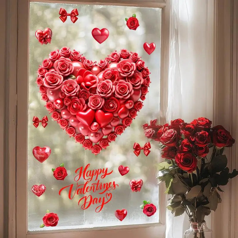 1pcs Valentine's Day Atmosphere Decorative Stickers,Heart-shaped Stickers For Glass Windows And Display Windows, Window Stickers Qme A6