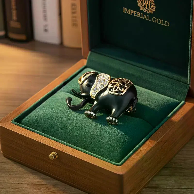 Black Gold Elephant Brooch Set With Shiny Rhinestone And Exquisite Design Perfect For Party Daily Wear Fashion Clothing Qme