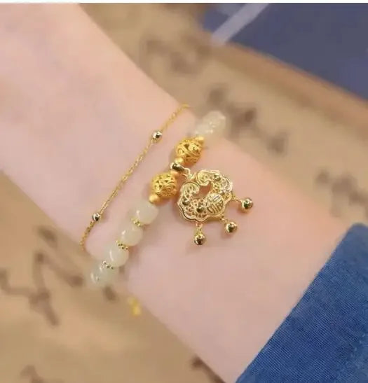 Fashion Creative Lucky Natural Hotan Jade Bracelet Vintage Light
