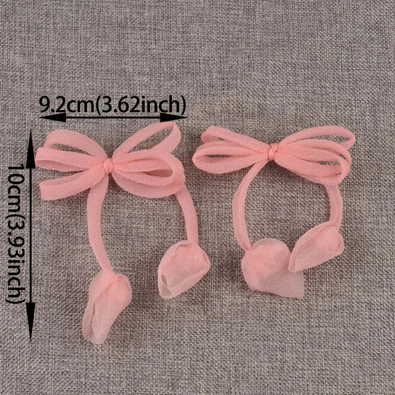 6pcs 92x100mm Assorted Color Polyester Fibre Bowknot Appliques, Sheer Organza Bows for DIY Hair Accessories Crafts cp3848 Qme