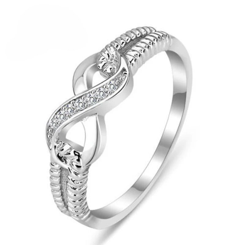 Lucky Letters 8 Shaped Rings For Women Real 925 Sterling Silver Color AAA Cubic Zirconia Eternity Jewelry Female Wedding Gift Qme 10