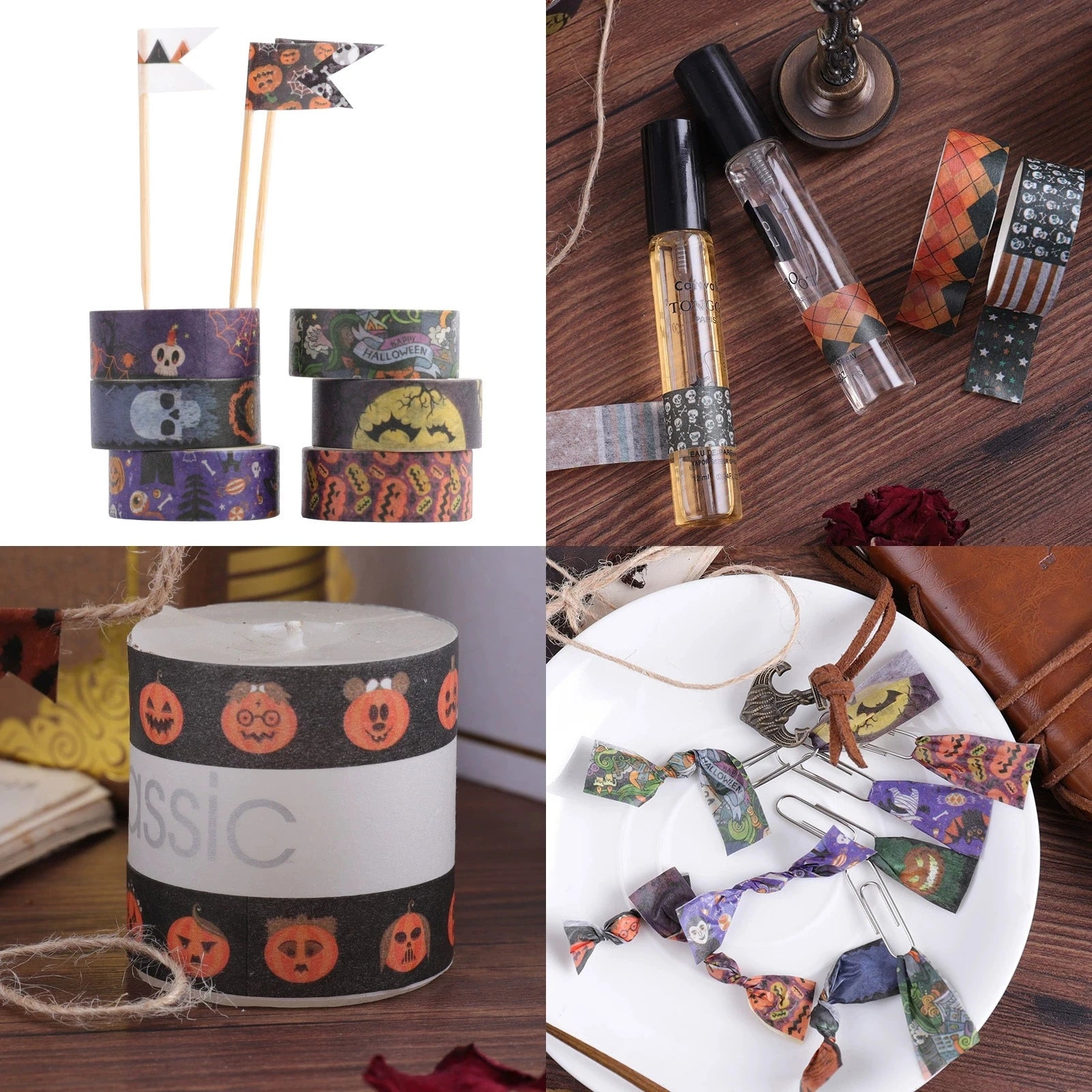 24 Rolls Halloween Washi Tape Masking Tape Stickers Decorative Tape for Wrapping Tape Stickers Scrapbook Journal DIY Craft Qme