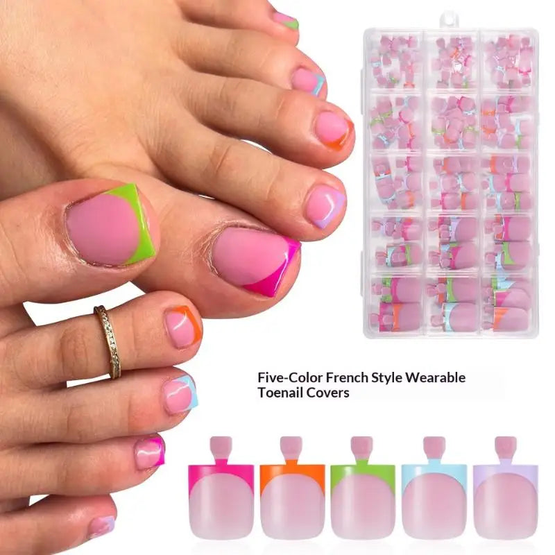 Easy Application Square Matte Full Cover Toe Nail Tips Pedicures Qme