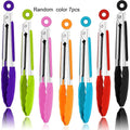 Kitchen Pliers With Stainless Steel Silicone Handle And Nylon Tip Cooking Clip, Heat-resistant And Non Stick Barbecue Clip Lock Qme Random color 7pcs