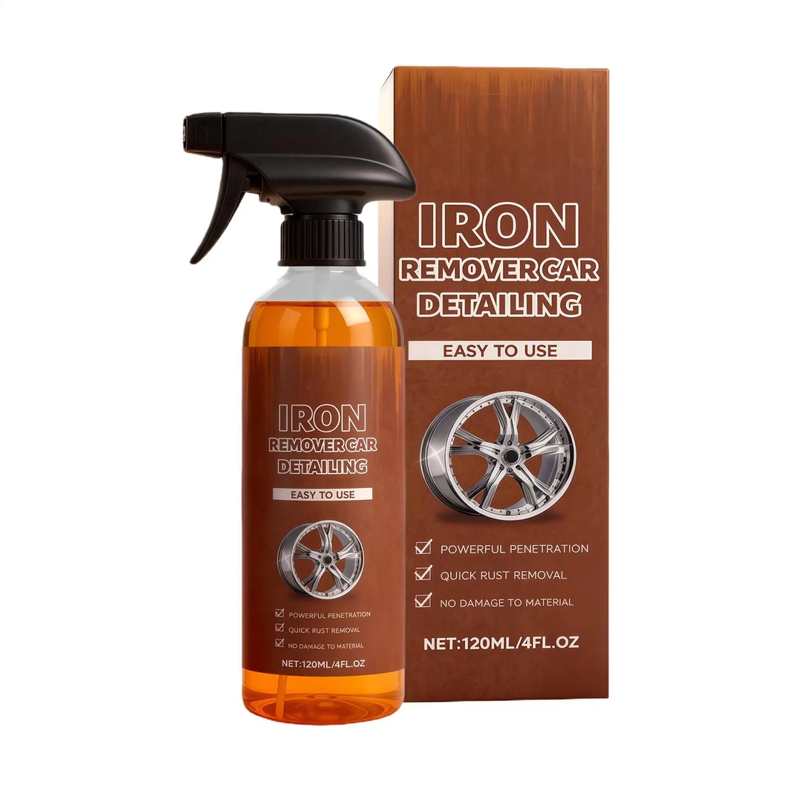 For Metal Iron Remover 120ml Fast-Acting Detailing Cleaner Rust Stain Remover Spray For car Brake Wheel Tire Rim Steel Rv Repair Qme 120ml