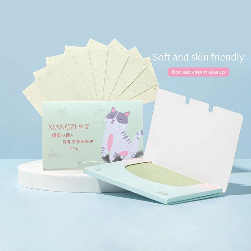 100 Protable Face Oil Blotting Paper Matting Wipes Facial Cleanser Qme