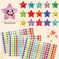 1500 Pcs Glitter Foil Small Star Stickers,15 Designs Happy Face Stickers,Suitable for DIY Handicrafts and Student Reward Prizes Qme Default Title