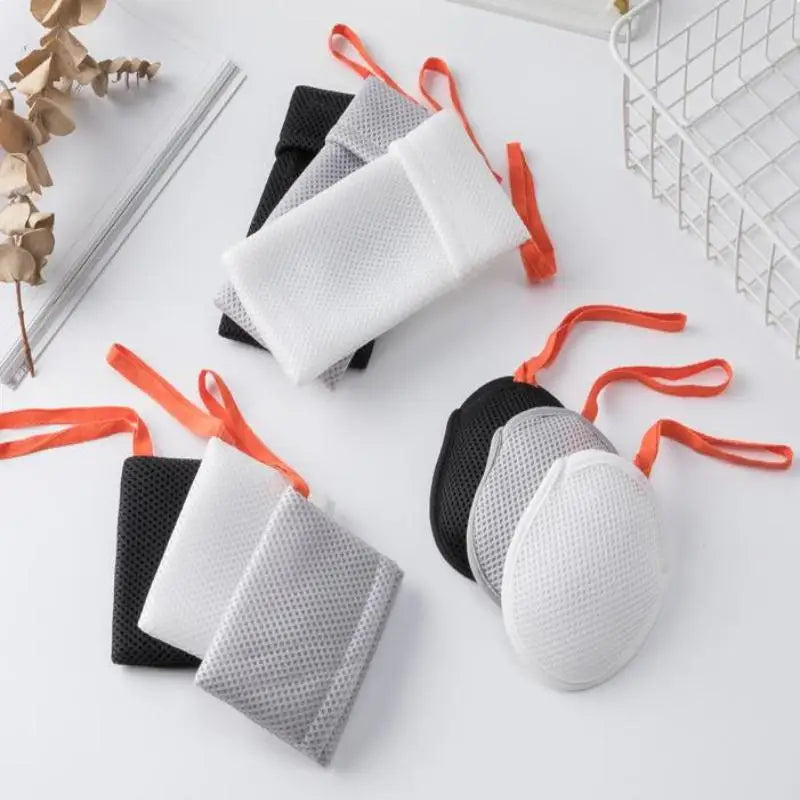 Bath Cleansing Foaming Net Double-Sided Square/Oval Soap Bag Body Exfoliating Scrubber Sponges Bathroom Mesh Soap Pocket Qme