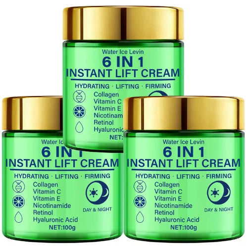 6-in-1 Instant Lift Cream with Collagen & Retinol for Hydrating, Firming & Lifting - Day & Night Face Cream with Vitamins Qme Blue 100g