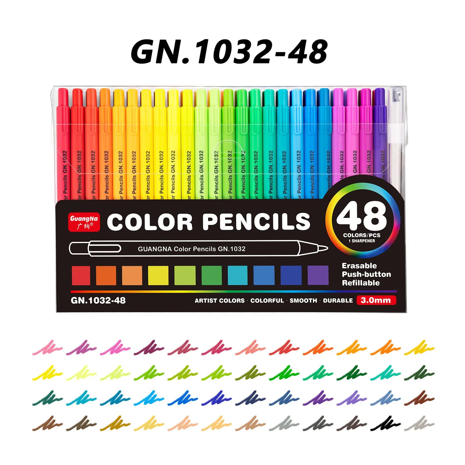 GN 24/48 Colors Retractable Erasable Colored Pencils Set Student Drawing Pencils for Coloring Classroom DIY Art Craft Supplies Qme 48 colors