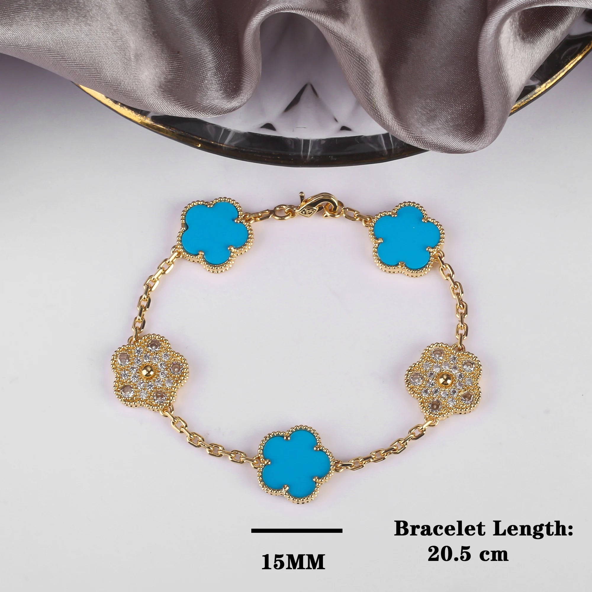 INS Selling Natural Stone Five Leaf Flower Bracelet Necklace Jewelry