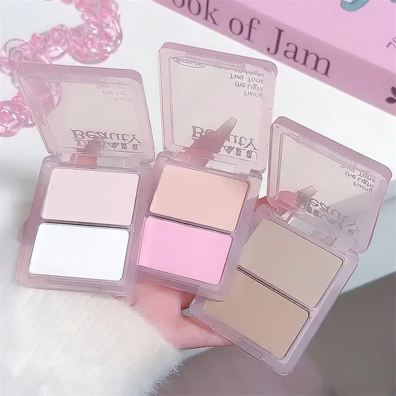 Highlighting Contouring Powder Palette Two-tone Concealer Face Brighten Cement Grey Three-dimensional Nose Shadow Bronzer Makeup Qme