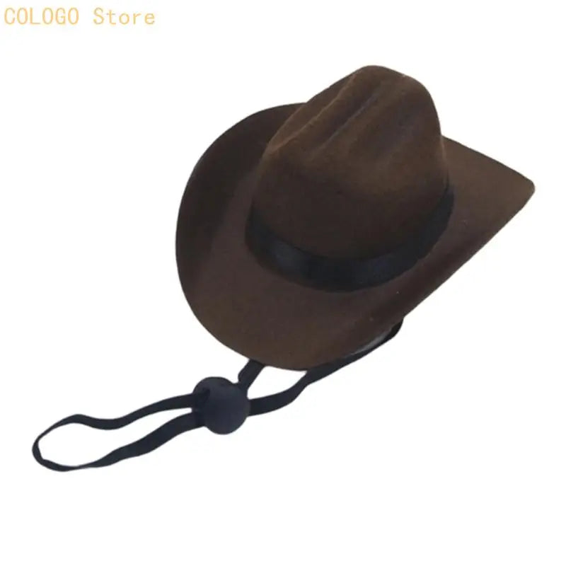 Western Denims Hat Dog Cats Nonwoven Comfortable Breathable Easyly Qme Dark brown S CN