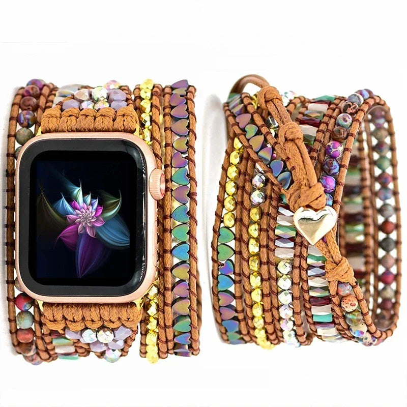Bohemia Strap for Apple Watch Ultra Band 49mm 44mm 45mm 41mm 42mm 38 Handmade Natural Beads Bracelet Iwatch Series 8 7 6 Se 5 3 Qme