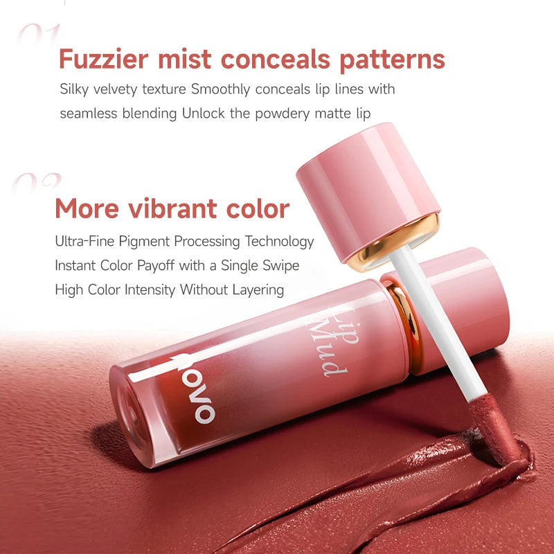 Matte Velvet Liquid Lipstick-Highly Saturated Liquid Lip Mud,Non-Stick Long-Lasting Formula,Soft Mist Not Easy To Fade Lip Gloss Qme