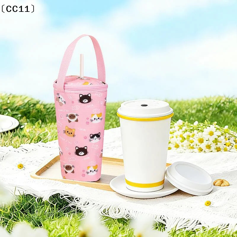 Cute Cartoon Insulated Water Bottle Carrier Bag Waterproof Fabric Qme